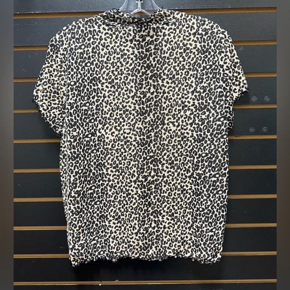 Nine West Leopard Print Short Sleeve Mock Neck Top Size L - Picture 4 of 4